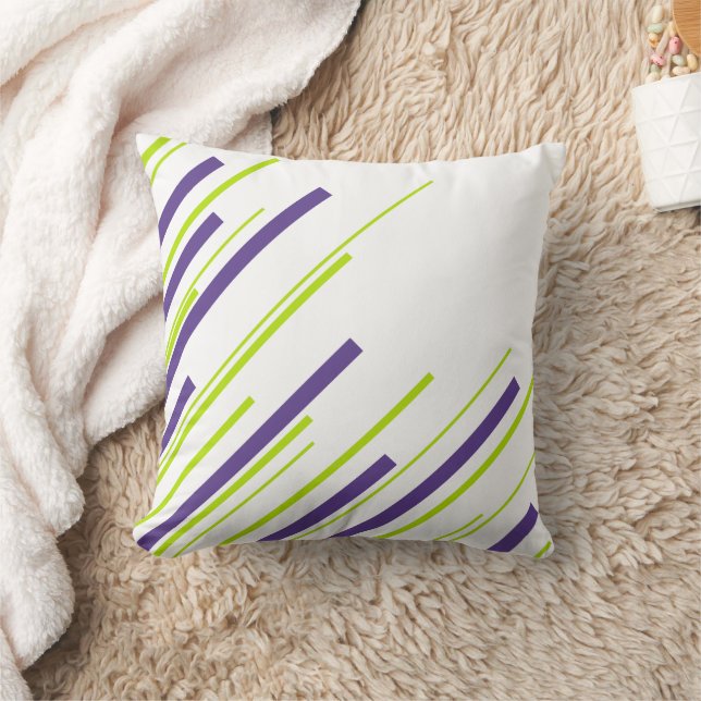Diagonaler i Lime Green och Lila Kudde (Filt)