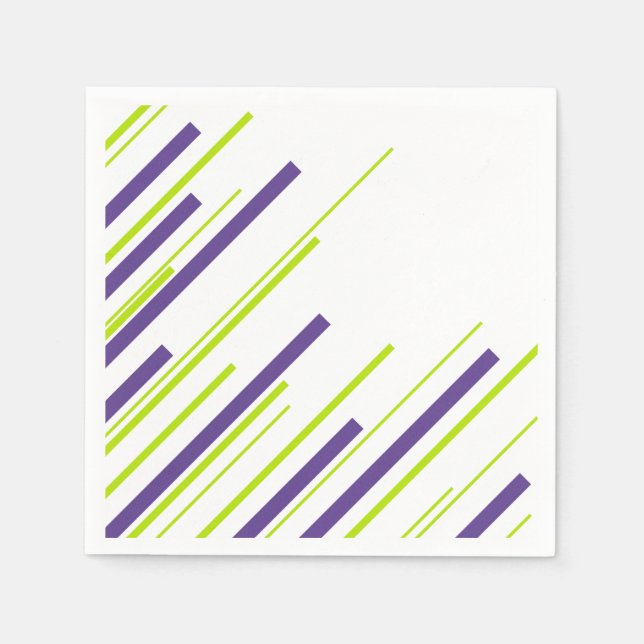 Diagonaler i Lime Green och Lila Pappersservett (Framsidan)