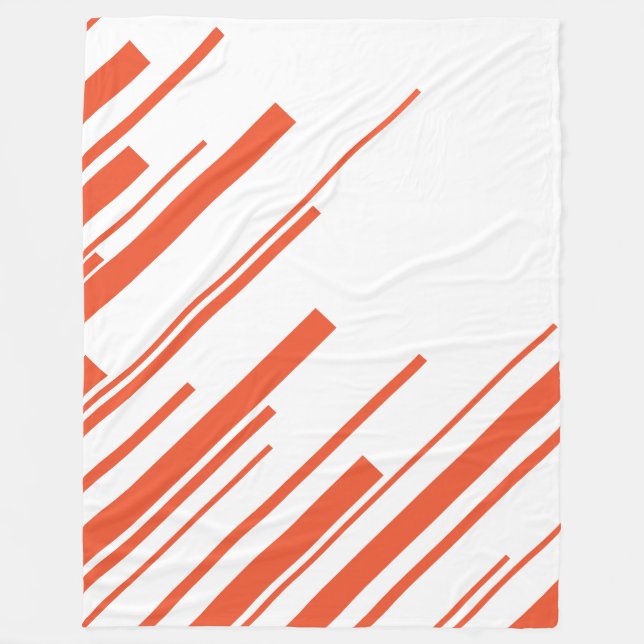 Diagonaler i Orange och Vitt Fleecefilt (Framsidan)