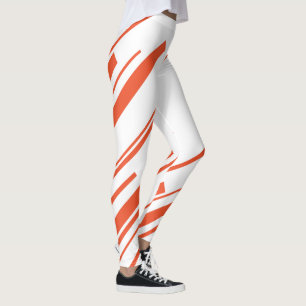 Diagonaler i Orange och vitt Leggings
