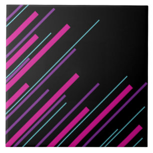 Diagonaler - Rosa, Lila, blått och svart Kakelplatta