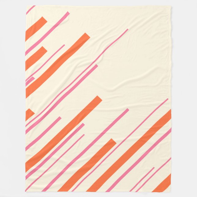 Diagonaler - Rosa, Orange och grädde Fleecefilt (Framsidan)