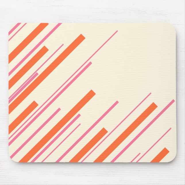 Diagonaler - Rosa, Orange och grädde Musmatta (Framsidan)