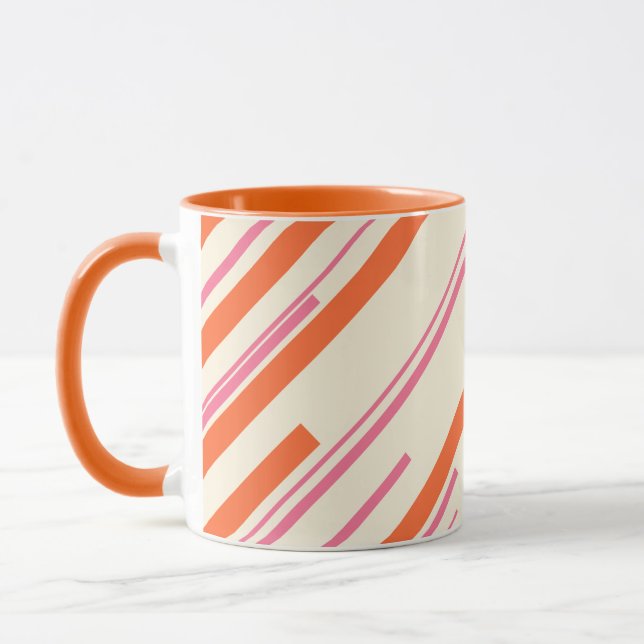 Diagonaler - Rosa, Orange och Kräm Mugg (Vänster)