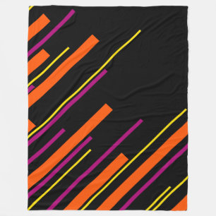 Diagonaler - Svart, Rosa, Orange och Gult Fleecefilt