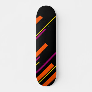 Diagonaler - Svart, Rosa, Orange och Gult Mini Skateboard Bräda 18,5 Cm
