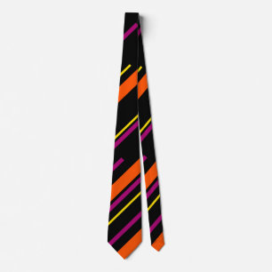 Diagonaler - Svart, Rosa, Orange och Gult Slips