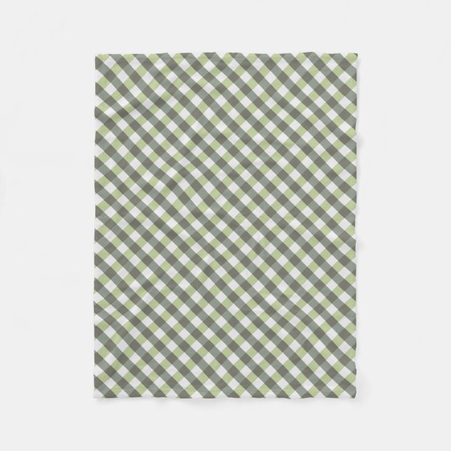 Diagonally Woven Grönt Grått Mönster Fleecefilt (Framsidan)