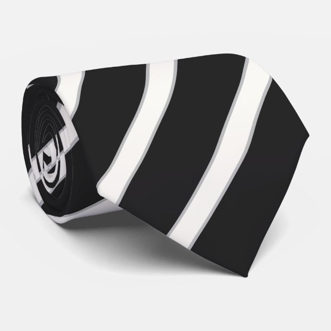 Diagonalrandig vit på svart klassiker slips (Rullad)