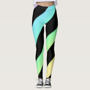 Diagonalrandiga Leggings Pastell Och Svart
