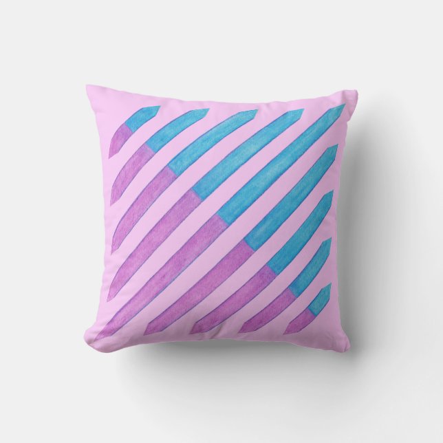 Diagonalrandiga rosa och blåa kuddar (Framsida)