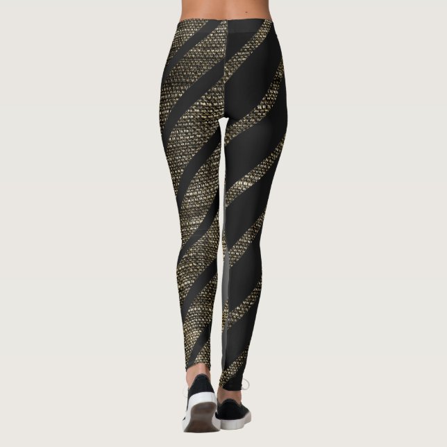 Diagonalt brons Texturerat Linjer Leggings (Baksida)