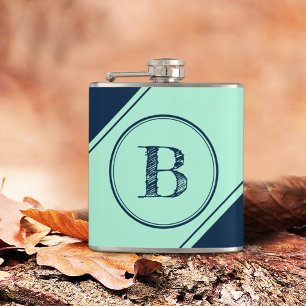 Diagonalt geometriskt inledande monogram blått Min Fickplunta