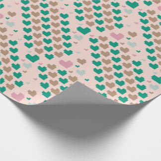 Diagonalt Pixelhjärtmönster Presentpapper