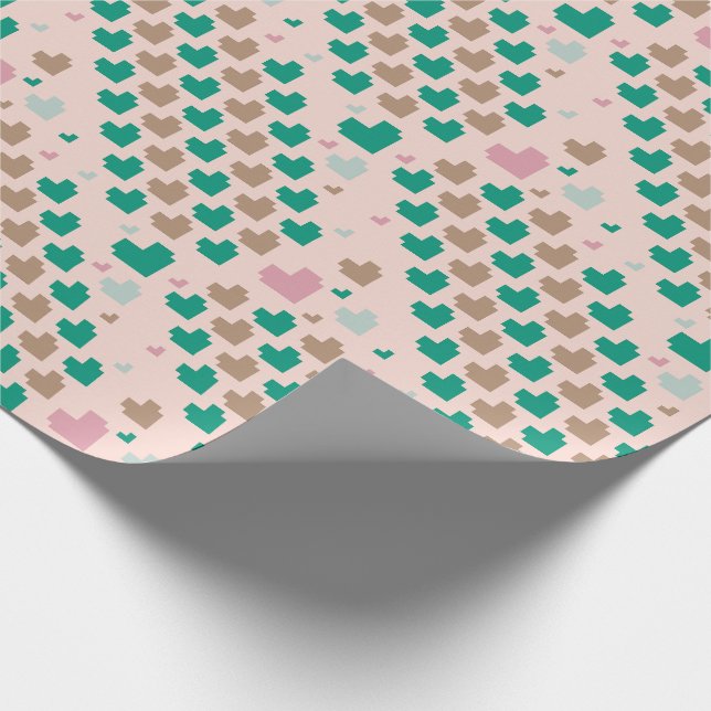 Diagonalt Pixelhjärtmönster Presentpapper (Hörn)