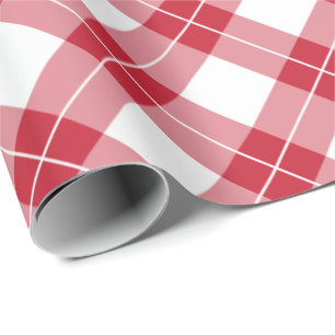 Diagonalt röd och vitplädmönster presentpapper