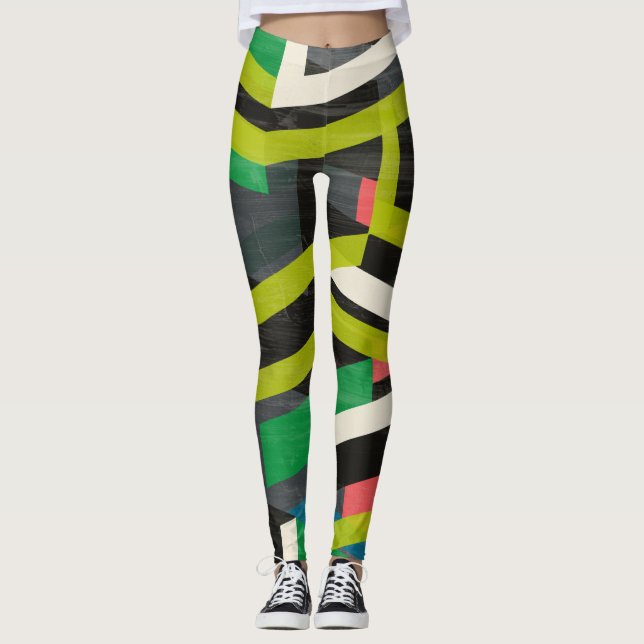 Diagonalt Slipstream Mönster Leggings (Framsida)