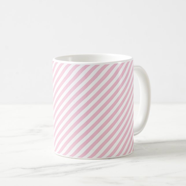 Diagonalt vitt och rosa randmönster kaffemugg (Framsida höger)