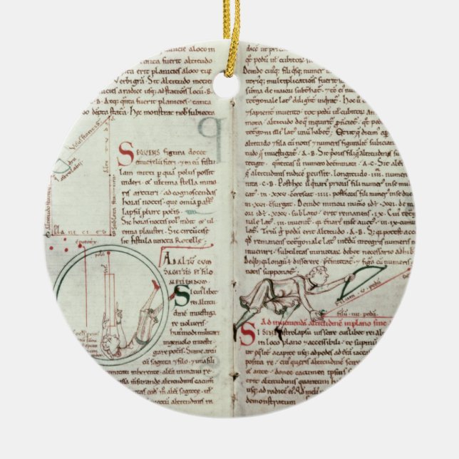 Diagram av mätningar och text (vellängpapper) julgransprydnad keramik (Framsidan)