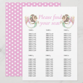 Diagram för Baby Shower Brown Sjöjungfru Rosa Bord Inbjudningar