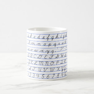 Diagram för engelskt alfabet i Cursive handskrift Kaffemugg