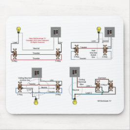 Diagram över 3-vägs-omkopplare för elektriker musmatta