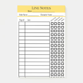 Diagram över Actor Line Notes Post-it Block