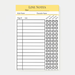 Diagram över Actor Line Notes Post-it Block