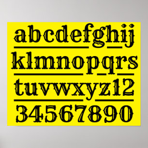 Diagram över alfabet och siffror poster