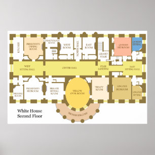 Diagram över andra Golv i Vita huset Poster
