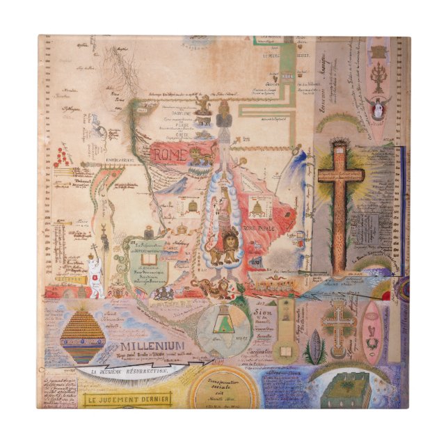 Diagram över Apocalypsen av Henry Dunant Kakelplatta (Framsidan)