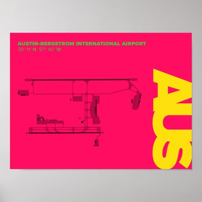 Diagram över Austin Airport (AUS) Poster (Framsidan)