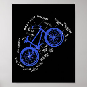 Diagram över cykeldelar för mountainbike Teknisk c Poster