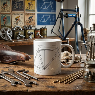 Diagram över cykelramsgeometri kaffemugg