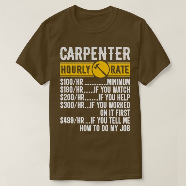 Diagram över daglig Carpenter Carpenter Carpentry- T Shirt (Design framsida)