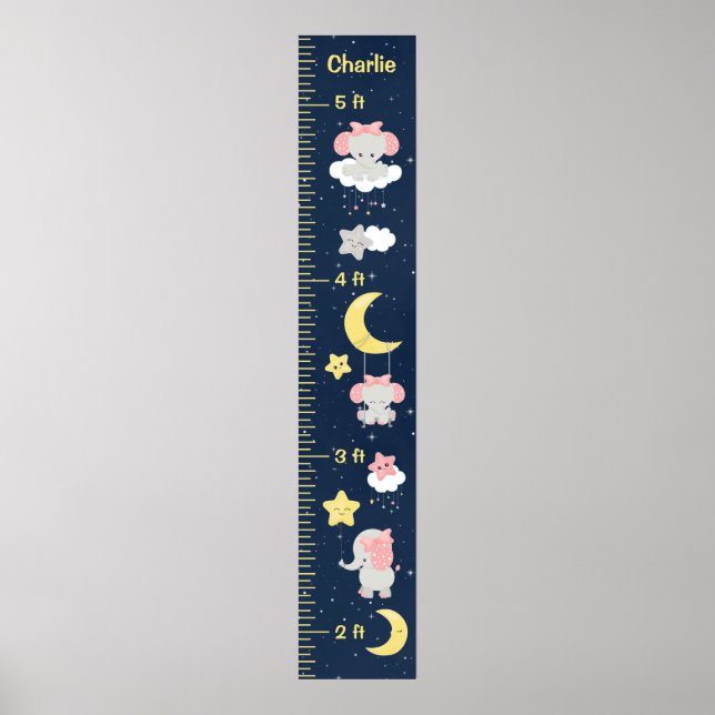 Diagram över elefant Rosa och marin tillväxt Poster (Framsidan)