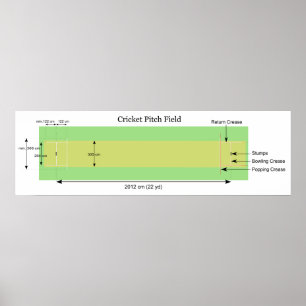 Diagram över en kricketvinkel med mätningar poster