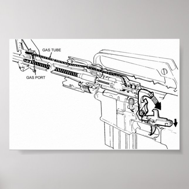 Diagram över ett M16-gevär, avfyrning Poster (Framsidan)