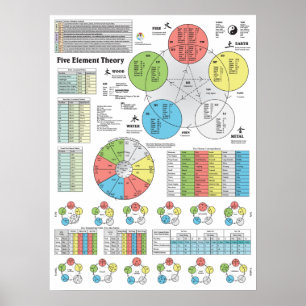 Diagram över fem Inslag i akupunktur Poster