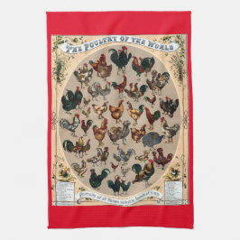 Diagram över fjäderfä, kyckling och tuppar kökshandduk