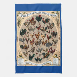 Diagram över fjäderfä, kyckling och tuppar kökshandduk