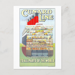 Diagram över Frakt av vintage Cunard Line Vykort