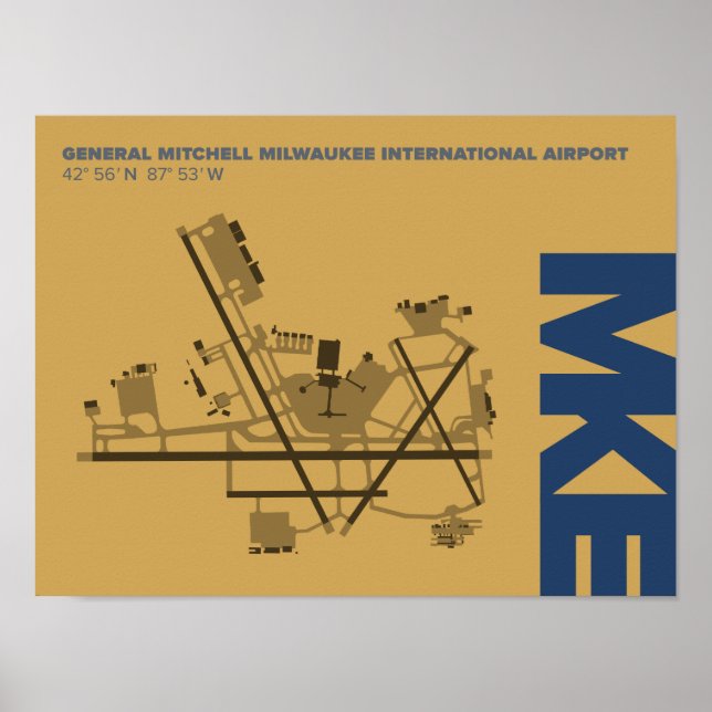 Diagram över Milwaukee Airport (MKE) Poster (Framsidan)