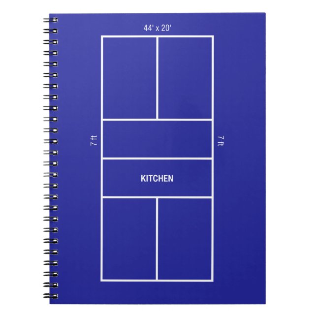 Diagram över pickleballplan med kök anteckningsbok (Framsidan)