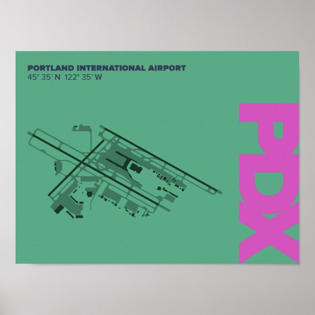 Diagram över Portland Airport (PDX) Poster (Framsidan)