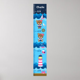 Diagram över Rosa och tillväxt för Nautiskt flicko Poster