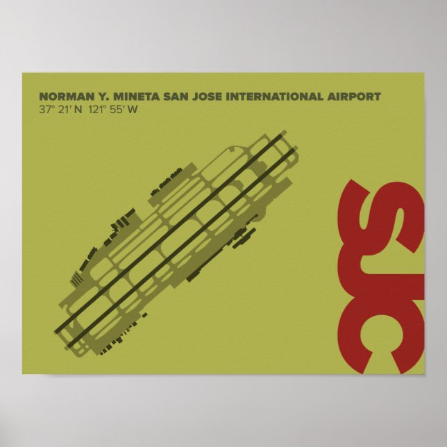 Diagram över San Jose Airport (SJC) Poster (Framsidan)