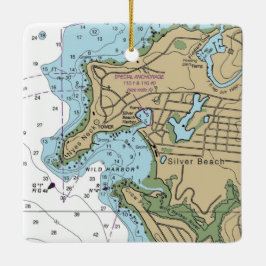 Diagram över silver Beach och Vild Harbour MORSA Julgransprydnad Keramik