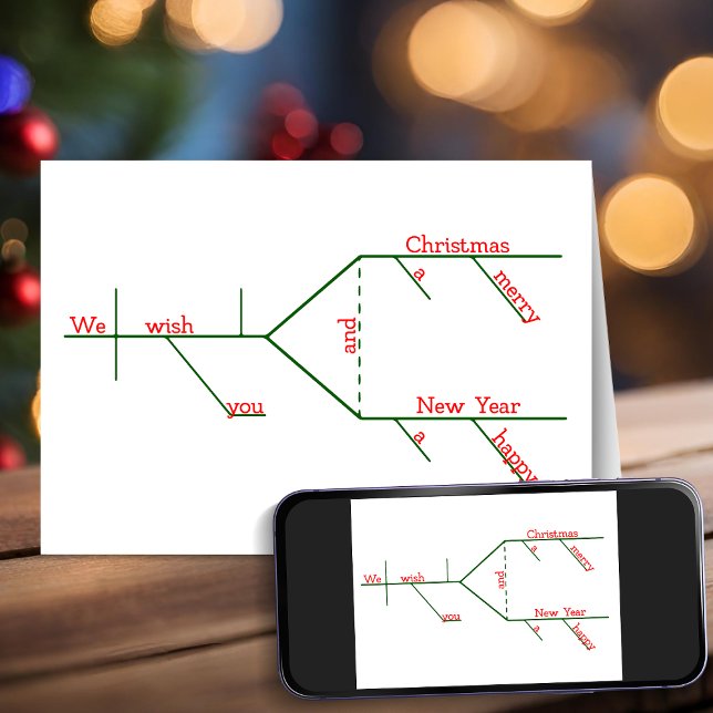 Diagrammat om God jul Wish Helgkort (Grammatically Diagrammed Merry Christmas Wish Holiday Card)