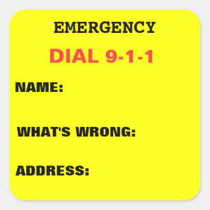 Dial 911-symbol fyrkantigt klistermärke